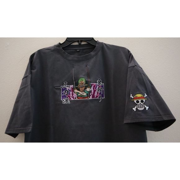 One Piece Men's Sz Medium Gray Roronoa Zoro Crew Neck Cotton T-Shirt - Picture 4 of 6
